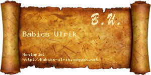 Babics Ulrik névjegykártya